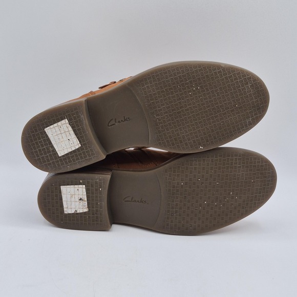 Clarks Boots Womens Size 8.5 Tan Ruched Ankle Booties Side Zip Ultimate Comfort - Picture 8 of 13